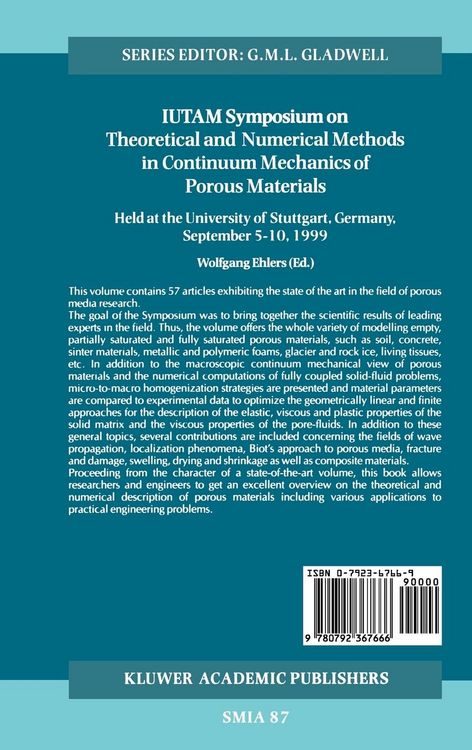 Produktbild: IUTAM Symposium on Theoretical and Numerical Methods in Continuum Mechanics of Porous Materials