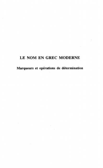 Produktbild: Le Nom en Grec Moderne