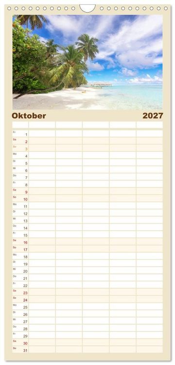 Produktbild: Familienplaner 2027 - Malediven, Perle im Indischen Ozean mit 5 Spalten (Wandkalender, 21 x 45 cm) CALVENDO