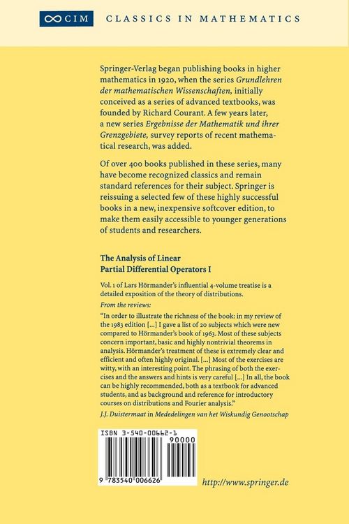 Produktbild: The Analysis of Linear Partial Differential Operators I