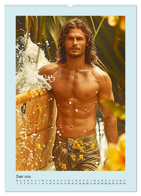 Produktbild: Strandsommer. M&auml;nner. Coole Typen am Meer (hochwertiger Premium Wandkalender 2026 DIN A2 hoch), Kunstdruck in Hochglanz