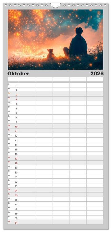 Produktbild: Familienplaner 2026 - FABELWESEN M&auml;rchenhafte Tr&auml;ume mit 5 Spalten (Wandkalender, 21 x 45 cm) CALVENDO