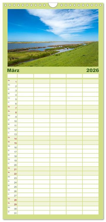 Produktbild: Familienplaner 2026 - Fehmarn - "fe mer" nat&uuml;rlich "am Meer gelegen" mit 5 Spalten (Wandkalender, 21 x 45 cm) CALVENDO