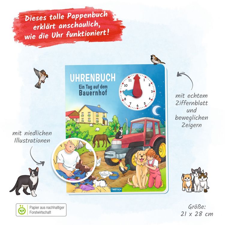 Produktbild: Tr&ouml;tsch Uhrenbuch Ein Tag auf dem Bauernhof