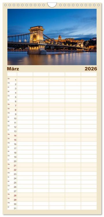 Produktbild: Familienplaner 2026 - KAISERLICHES BUDAPEST mit 5 Spalten (Wandkalender, 21 x 45 cm) CALVENDO
