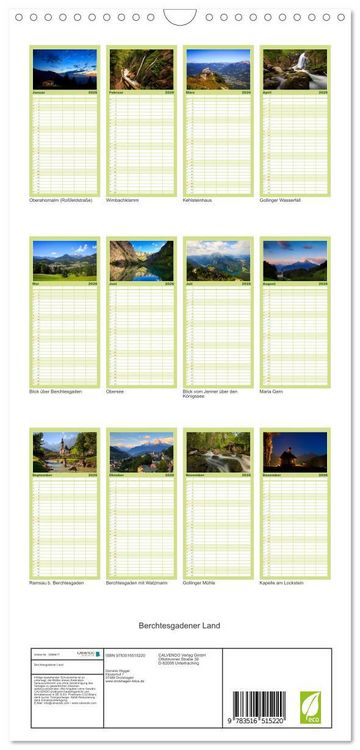 Produktbild: Familienplaner 2026 - Berchtesgadener Land mit 5 Spalten (Wandkalender, 21 x 45 cm) CALVENDO