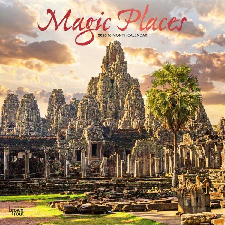 Produktbild: Magic Places 2026 12 X 24 Inch (Hanging) Monthly Square Wall Calendar Foil Stamped Cover Plastic-Free