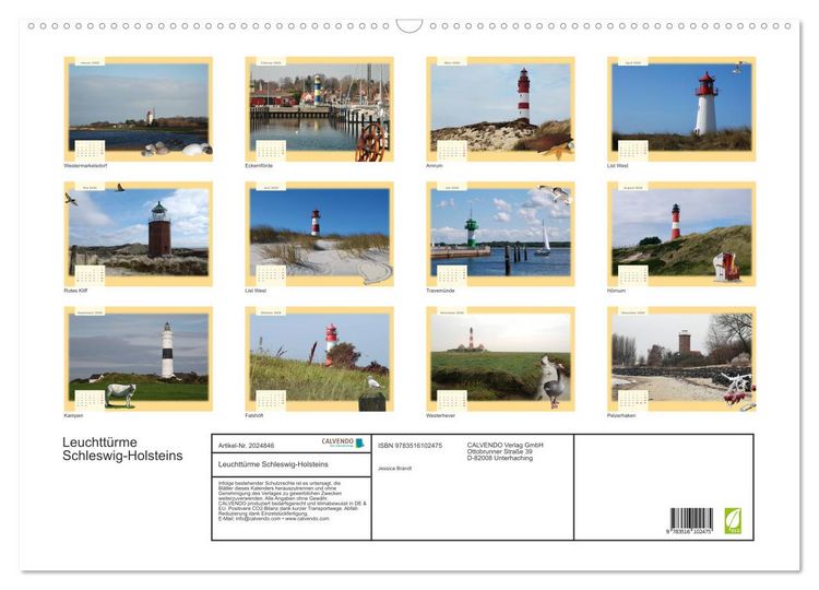 Produktbild: Leuchtt&uuml;rme Schleswig-Holsteins (Wandkalender 2026 DIN A2 quer), CALVENDO Monatskalender