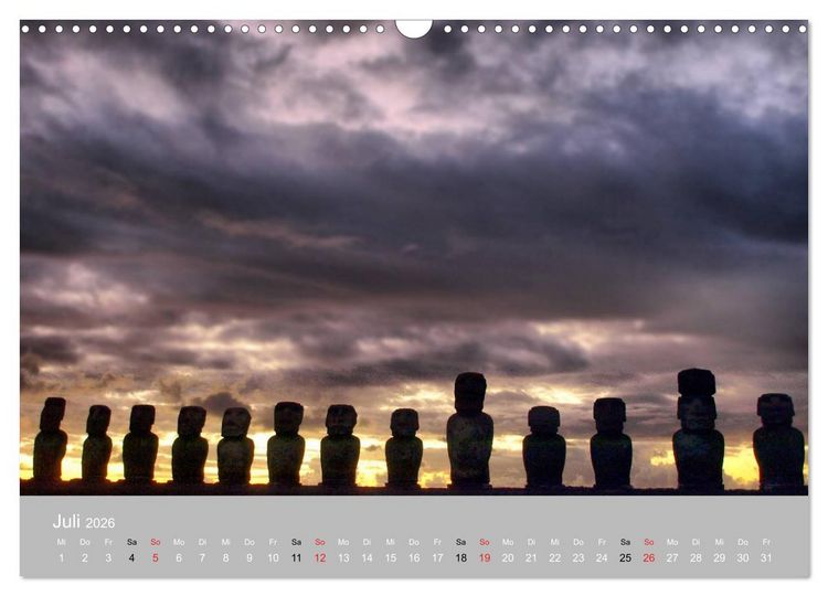 Produktbild: MOAI - steinerne W&auml;chter der Osterinsel (Wandkalender 2026 DIN A3 quer), CALVENDO Monatskalender