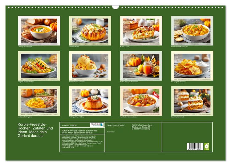 Produktbild: K&uuml;rbis-Freestyle-Kochen. Zutaten und Ideen. Mach dein Gericht daraus! (Wandkalender 2026 DIN A2 quer), CALVENDO Monatskalender