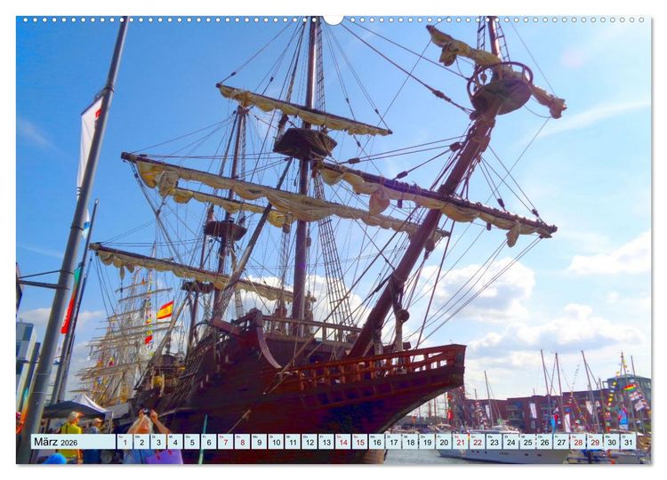 Produktbild: Ein detaillierter Blick auf Segelschiffe (Wandkalender 2026 DIN A2 quer), CALVENDO Monatskalender