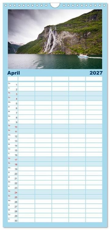 Produktbild: Familienplaner 2027 - Norwegen - Land im Norden mit 5 Spalten (Wandkalender, 21 x 45 cm) CALVENDO