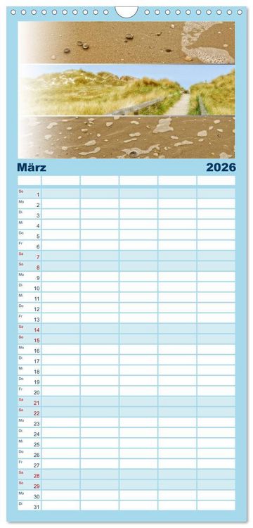 Produktbild: Familienplaner 2026 - K&uuml;stenstreifen an der Nordsee mit 5 Spalten (Wandkalender, 21 x 45 cm) CALVENDO