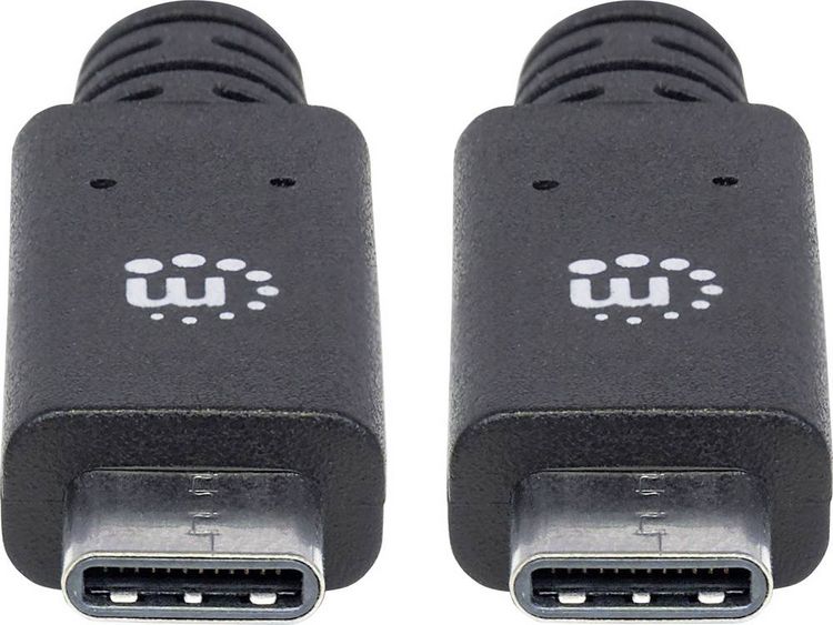 Produktbild: Manhattan USB-Kabel USB 3.2 Gen1 USB-C&reg; Stecker, USB-C&reg; Stecker 1.00 m Schwarz beidseitig verwendbarer Stecker 355223