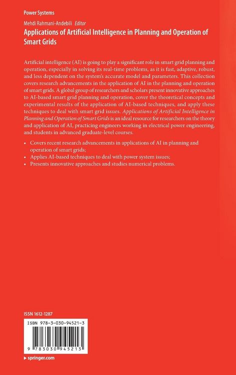 Produktbild: Applications of Artificial Intelligence in Planning and Operation of Smart Grids