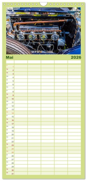 Produktbild: Familienplaner 2026 - Historischer Rennsport - vom Feinsten mit 5 Spalten (Wandkalender, 21 x 45 cm) CALVENDO