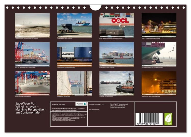 Produktbild: JadeWeserPort Wilhelmshaven &ndash; Maritime Perspektiven am Containerhafen (Wandkalender 2027 DIN A4 quer), CALVENDO Monatskalender