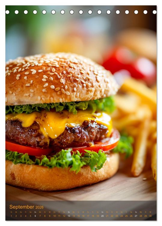 Produktbild: Burger Kalender - Foodporn f&uuml;r echte Burgerfans (Tischkalender 2026 DIN A5 hoch), CALVENDO Monatskalender