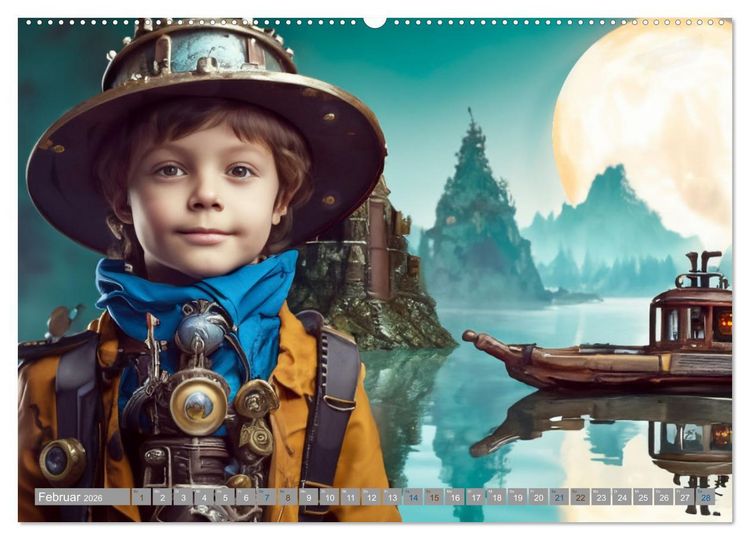 Produktbild: Starke Jungen - Steampunk Welten (hochwertiger Premium Wandkalender 2026 DIN A2 quer), Kunstdruck in Hochglanz