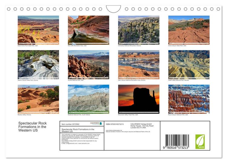 Produktbild: Spectacular Rock Formations in the Western US (Wall Calendar 2026 DIN A4 landscape), CALVENDO 12 Month Wall Calendar