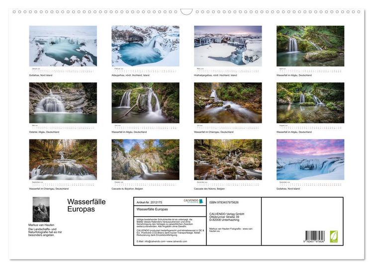 Produktbild: Wasserf&auml;lle Europas (Wandkalender 2026 DIN A2 quer), CALVENDO Monatskalender