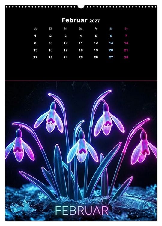 Produktbild: Neon Botanicals - Flora im Lichtrausch (hochwertiger Premium Wandkalender 2027 DIN A2 hoch), Kunstdruck in Hochglanz