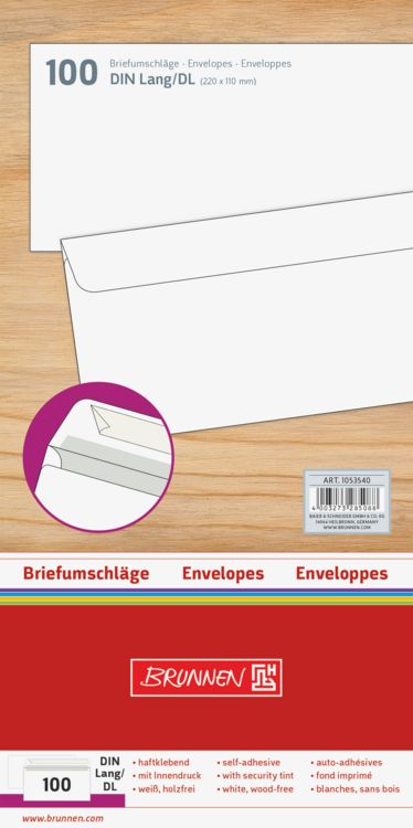 Produktbild: Brunnen Briefumschlag DIN Lang HK ws 100St