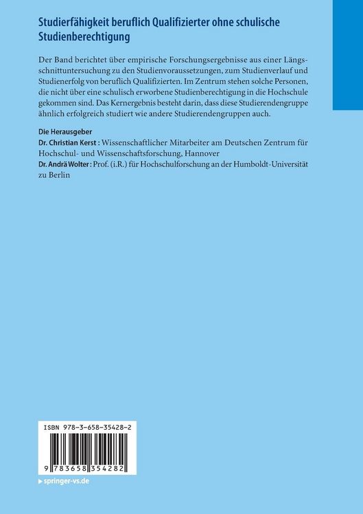 Produktbild: Studierf&auml;higkeit beruflich Qualifizierter ohne schulische Studienberechtigung