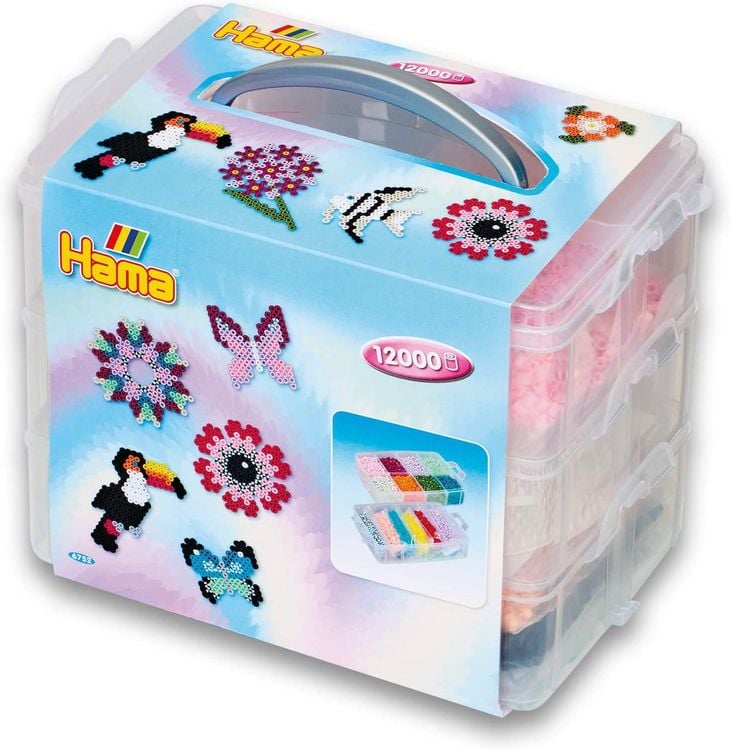 Produktbild: Hama 6752 - Midi Bügelperlen, große Box, Geschenkset, 12000, 3 Stiftplatten