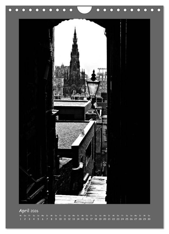 Produktbild: Edinburgh in schwarzwei&szlig; (Wandkalender 2026 DIN A4 hoch), CALVENDO Monatskalender