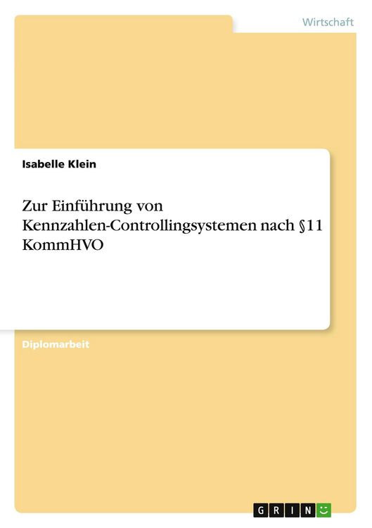 Produktbild: Zur Einf&uuml;hrung von Kennzahlen-Controllingsystemen nach &sect;11 KommHVO