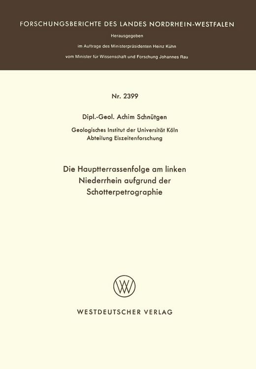 Produktbild: Die Hauptterrassenfolge am linken Niederrhein aufgrund der Schotterpetrographie