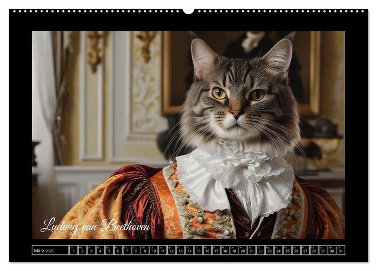Produktbild: Katzen der Ber&uuml;hmtheiten - Ein Jahr voller ikonischer Schnurrhaare (Wandkalender 2026 DIN A2 quer), CALVENDO Monatskalender