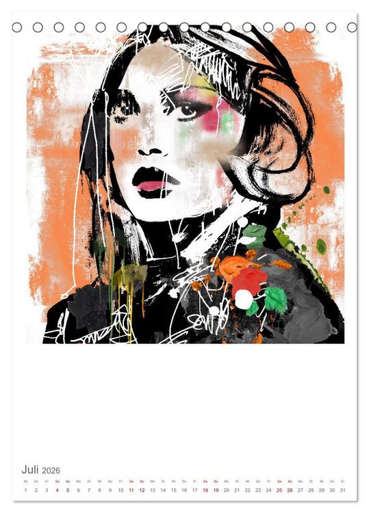 Produktbild: POP UP GIRLS Art Portr&auml;ts by Ulrike Langen (Tischkalender 2026 DIN A5 hoch), CALVENDO Monatskalender