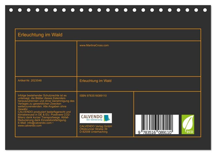 Produktbild: Erleuchtung im Wald (Tischkalender 2026 DIN A5 quer), CALVENDO Monatskalender