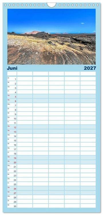 Produktbild: Familienplaner 2027 - Lanzarote - Wo die Vulkane die Landschaft formten mit 5 Spalten (Wandkalender, 21 x 45 cm) CALVENDO