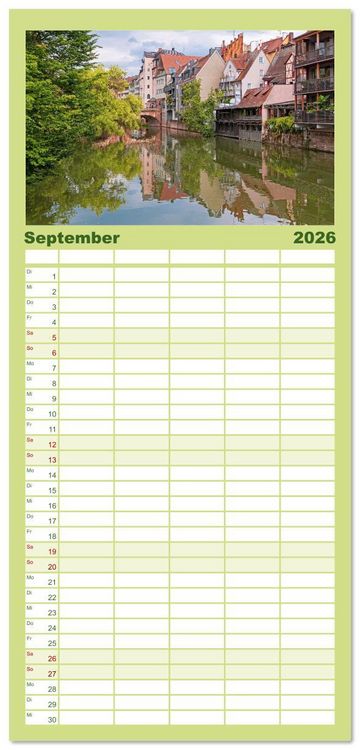 Produktbild: Familienplaner 2026 - Franken - Malerische Orte und Landschaften mit 5 Spalten (Wandkalender, 21 x 45 cm) CALVENDO