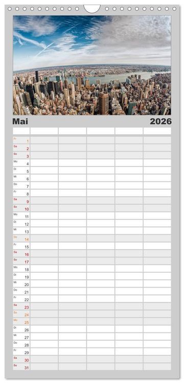 Produktbild: Familienplaner 2026 - New York Impressionen mit 5 Spalten (Wandkalender, 21 x 45 cm) CALVENDO