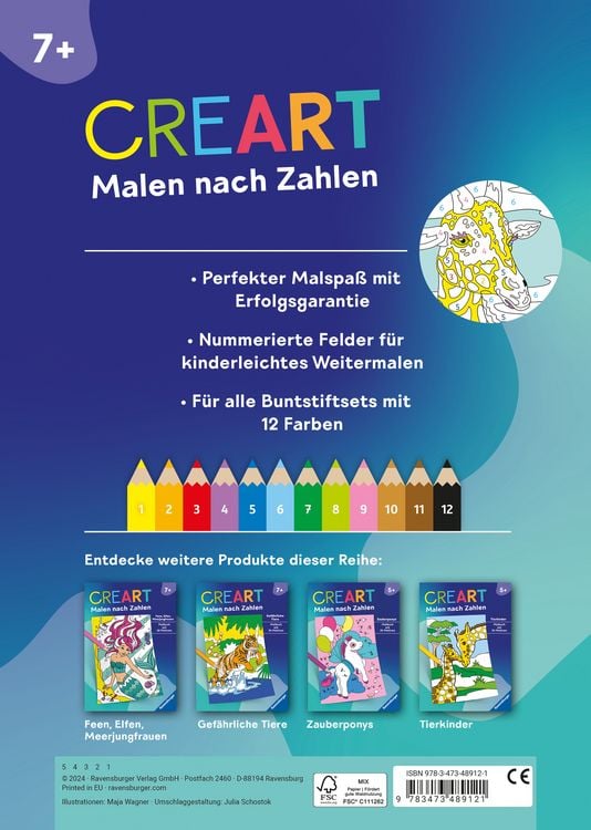 CreArt Malen nach Zahlen ab 7: Wilde Tiere