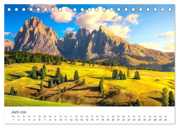 Produktbild: Seiser Alm - Im Herzen der Dolomiten. (Tischkalender 2026 DIN A5 quer), CALVENDO Monatskalender