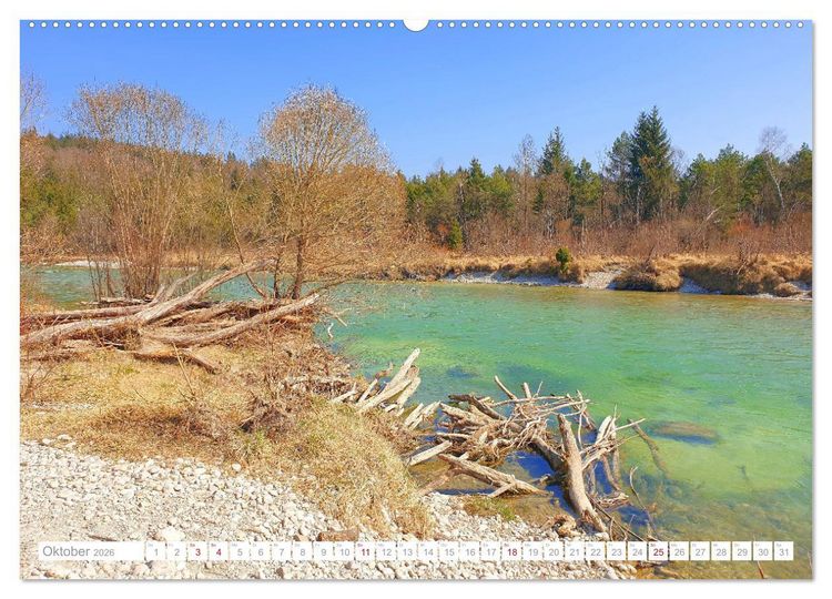Produktbild: Meine Isar bei Geretsried (hochwertiger Premium Wandkalender 2026 DIN A2 quer), Kunstdruck in Hochglanz