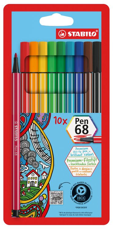 Produktbild: STABILO Premium-Filzstift -   Pen 68 - 10er Pack - mit 10 verschiedenen Farben