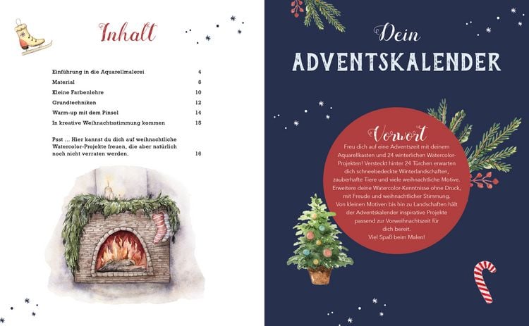 Produktbild: Mein Adventskalender-Buch: Winter-Watercolor-Land