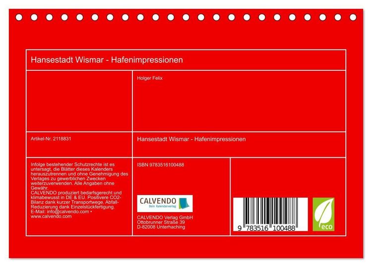 Produktbild: Hansestadt Wismar - Hafenimpressionen (Tischkalender 2026 DIN A5 quer), CALVENDO Monatskalender