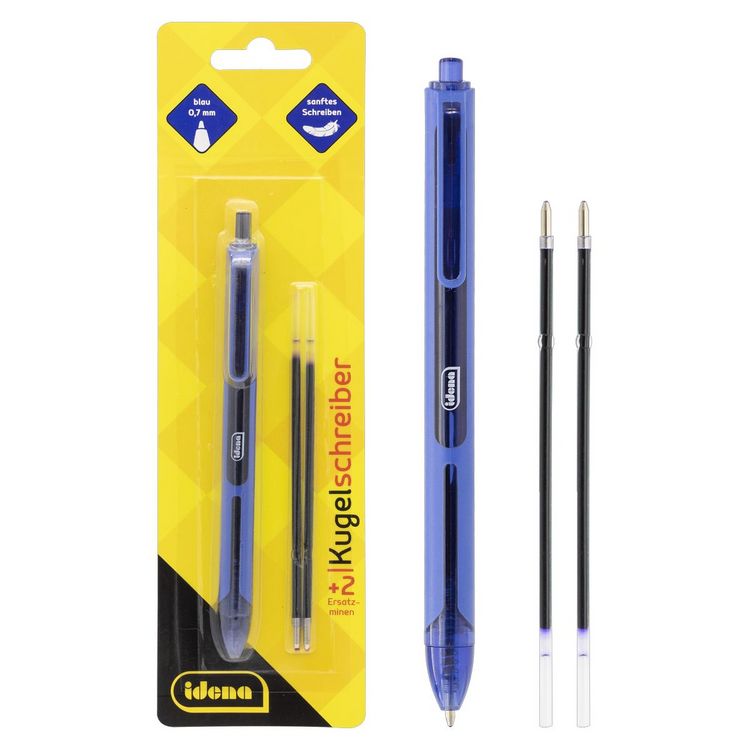 Produktbild: Idena Kugelschreiber Schreibfarbe blau inkl. 2 Ersatzminen
