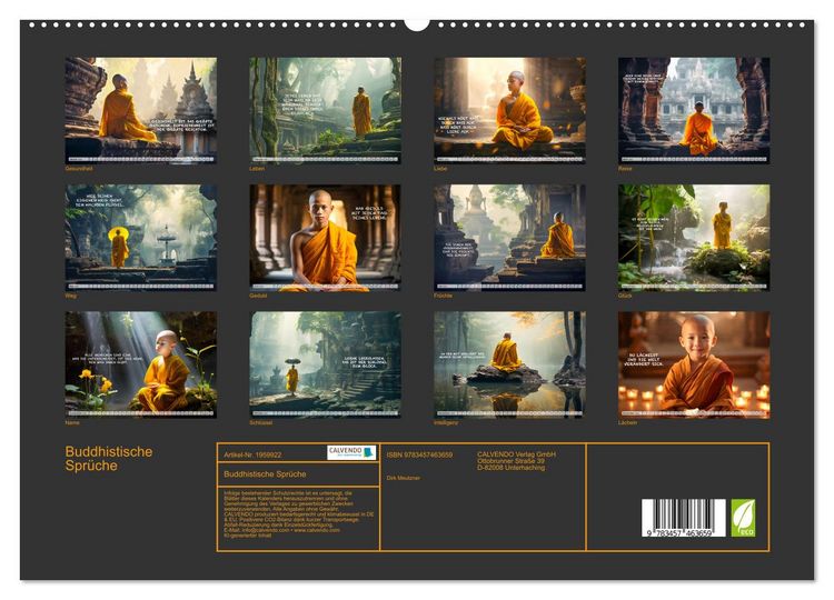 Produktbild: Buddhistische Spr&uuml;che (hochwertiger Premium Wandkalender 2026 DIN A2 quer), Kunstdruck in Hochglanz
