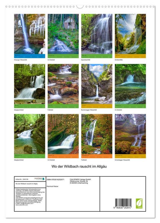 Produktbild: Wo der Wildbach rauscht im Allg&auml;u (hochwertiger Premium Wandkalender 2026 DIN A2 hoch), Kunstdruck in Hochglanz