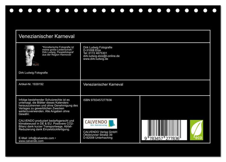 Produktbild: Venezianischer Karneval (Tischkalender 2026 DIN A5 quer), CALVENDO Monatskalender