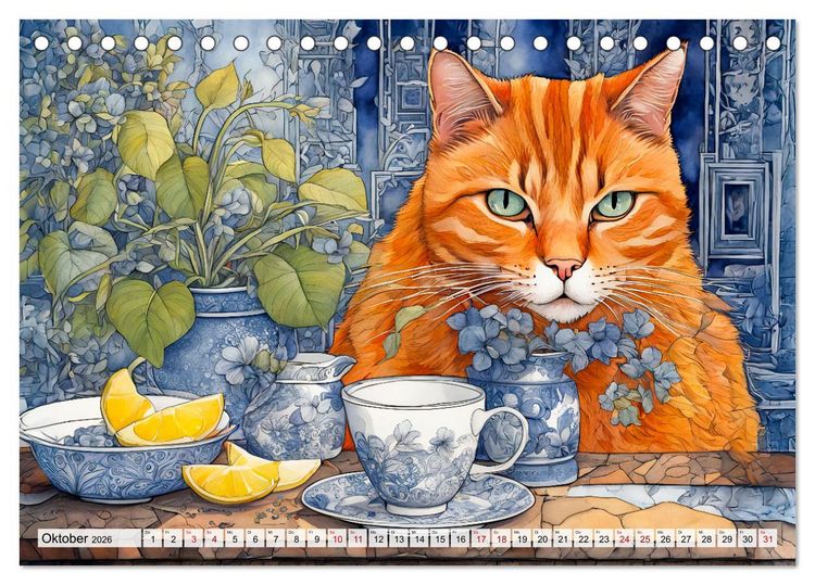 Produktbild: Katzenzauber - Katzenkalender mit stimmungsvollen Bildern (Tischkalender 2026 DIN A5 quer), CALVENDO Monatskalender