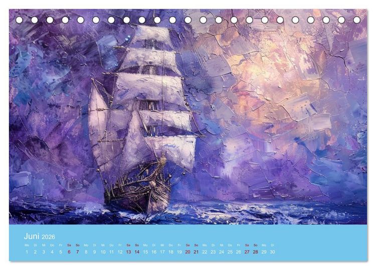 Produktbild: Das trunkene Schiff mit Bildern im William Turner-Stil (Tischkalender 2026 DIN A5 quer), CALVENDO Monatskalender